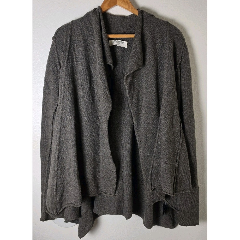 All Saints Co. Open Cardigan Sweater Women's Sz 2 Wool Blend Pretty Grey-Brown